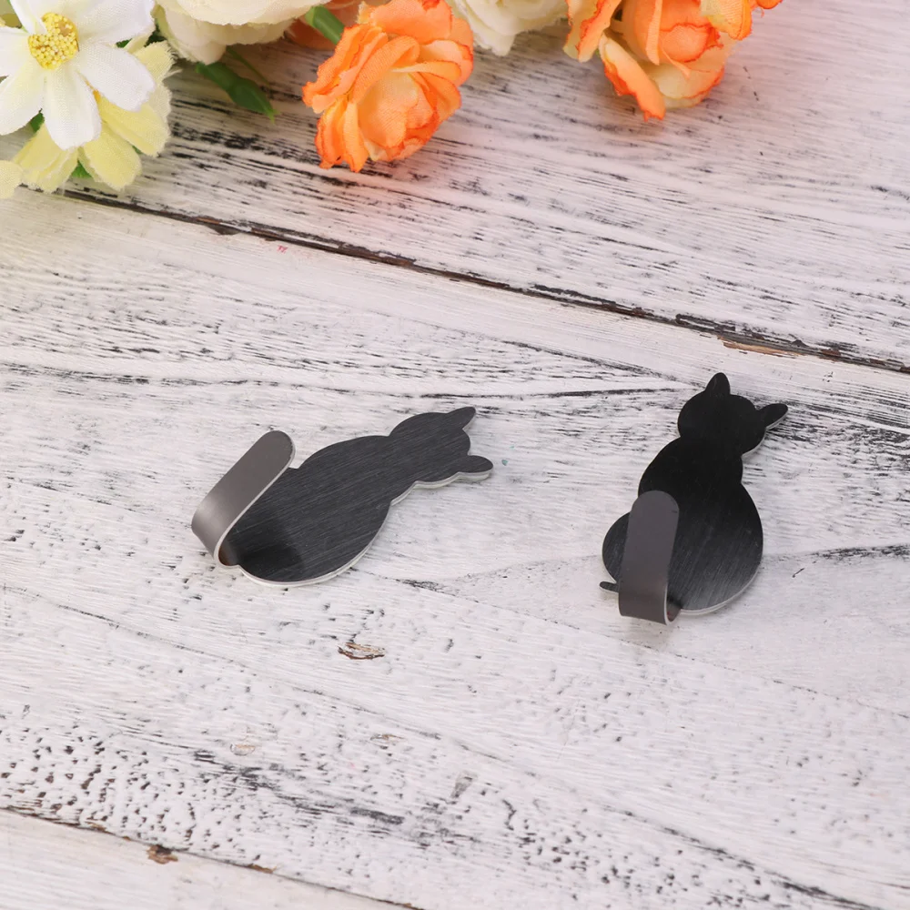 

8pcs Creative Sticky Hooks Cat Shaped Nail Free Stainless Steel Hooks Adhesive Towel Coat Wall Mounted Hooks Decoration (Grey)
