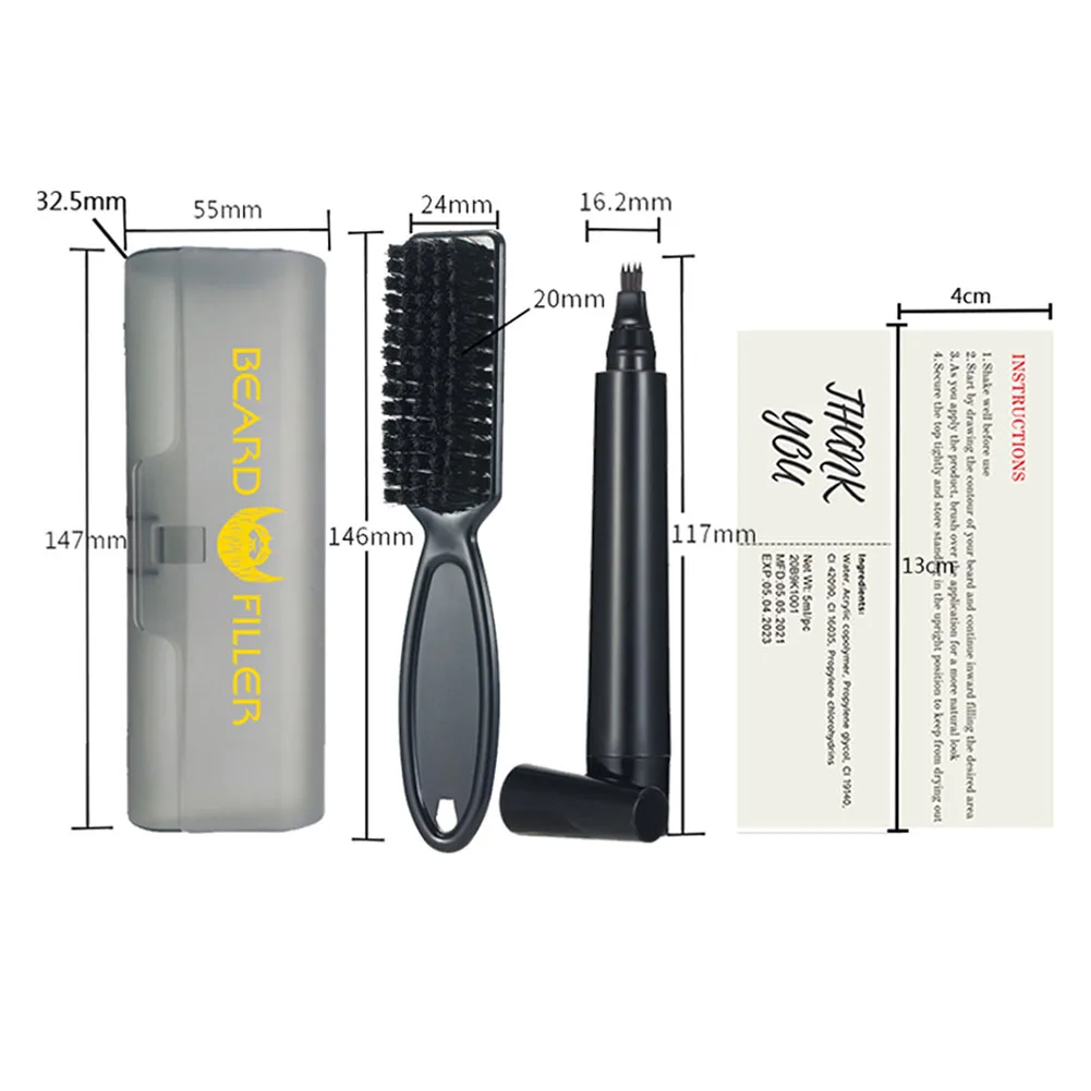

Beard Filling Pen Kit Barber Pencil With Brush Salon Facial Hair Styling Eyebrow Tool Male Mustache Repair Shape