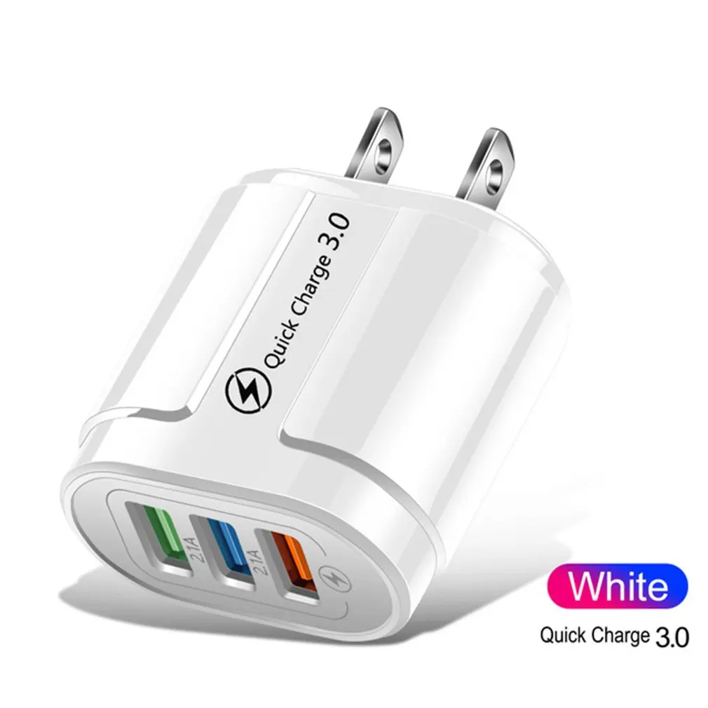 

3 USB 18W Fast Charging Mobile Phone Charging Head Universal Wall Mobile Phone Tablet Charger Flame Retardant