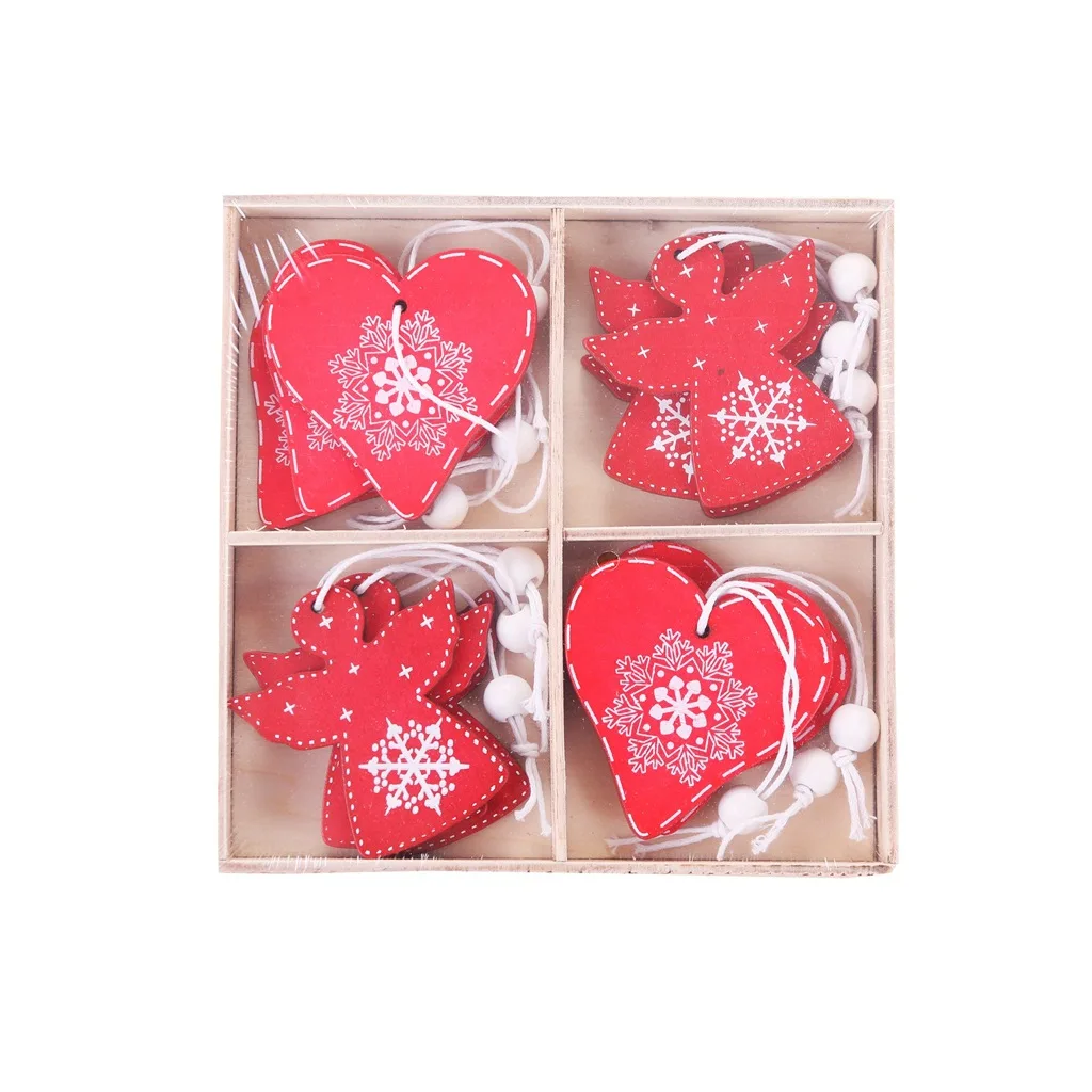 12pcs style 8 12 шт./кор. Мульти Стиль дерево Рождество Декор для дома Рождество елка кулон Санта Клаус Лось новогодняя елка Рождественские украшения - Цвет: 12pcs style 8