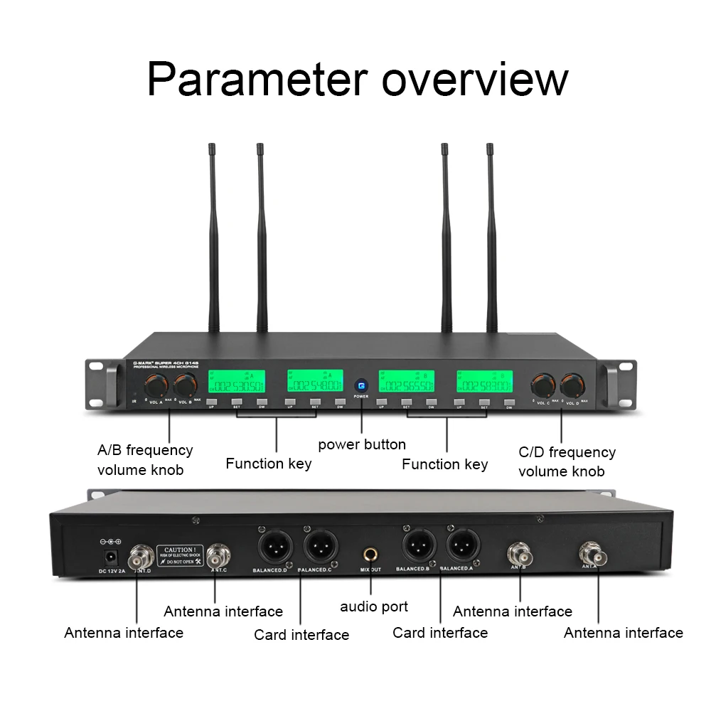 4 Канала беспроводного микрофона G-MARK G14S UHF Вручную Микрофон Выбираемой Частотой Изготовленный из Металла 150м Для Церковной Сцены Речи.