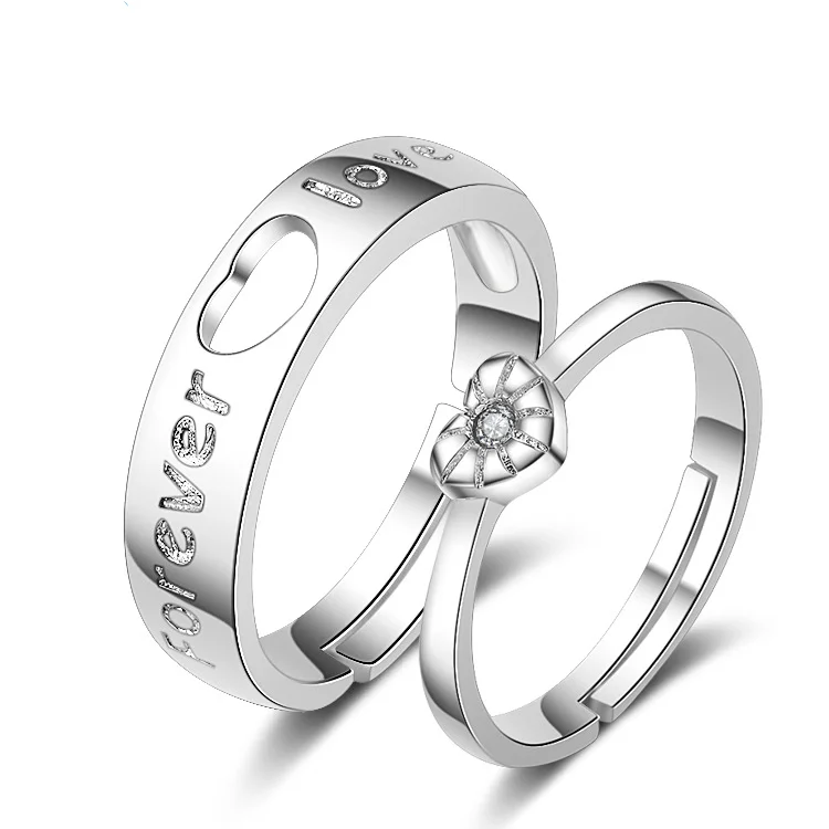 

Bridesmaid Gift Couple Wedding Rings A Pair of Zircon Six Prong Crown Brides Maid Gifts Custom