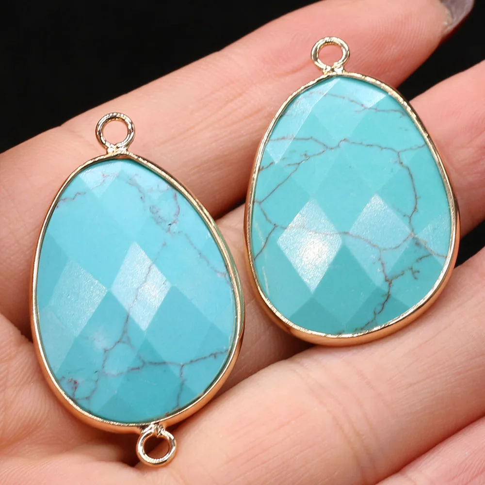

Natural Semi-precious Stone Pendant Connector Blue Turquoise DIY Jewelry Making Necklace Bracelet Gift