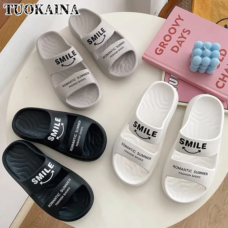 

Summer Design Slippers Couples Thick Platform EVA Soft Sole Sandals Casual Shoes Men Women Indoor Bathroom Beach Anti-slip Shoes