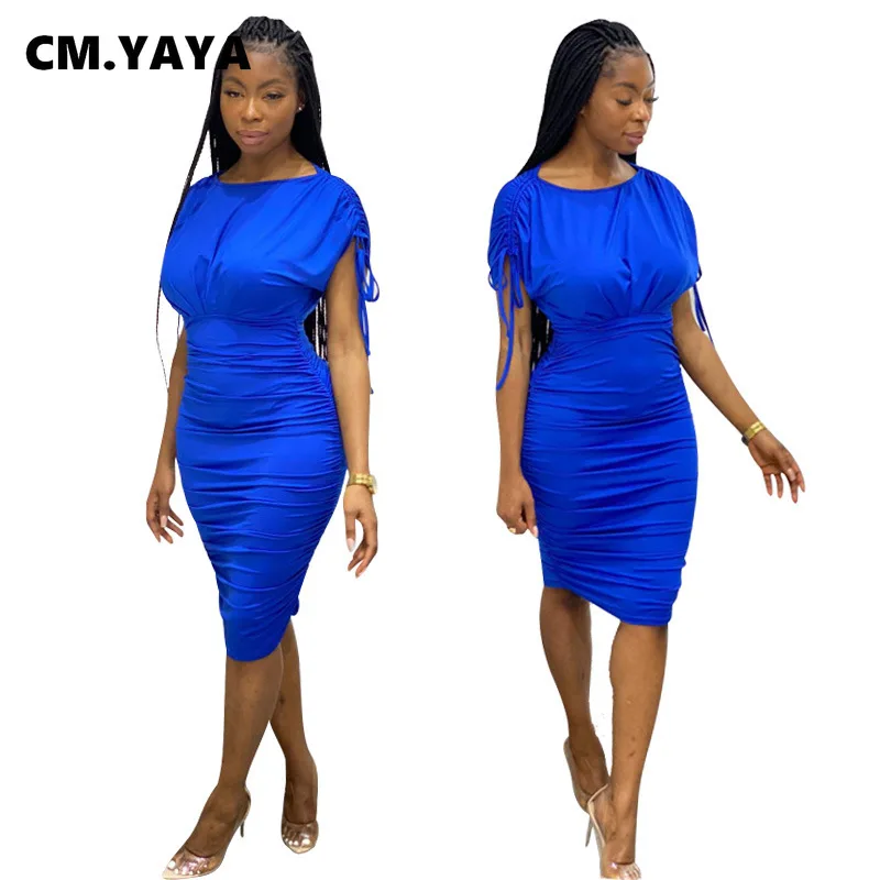 

WenQing Women Dress Short Sleeve O-neck Solid Knee-length Dresses Sheath Elastic Empire Stacked Dress Office Lady Spring Clothes