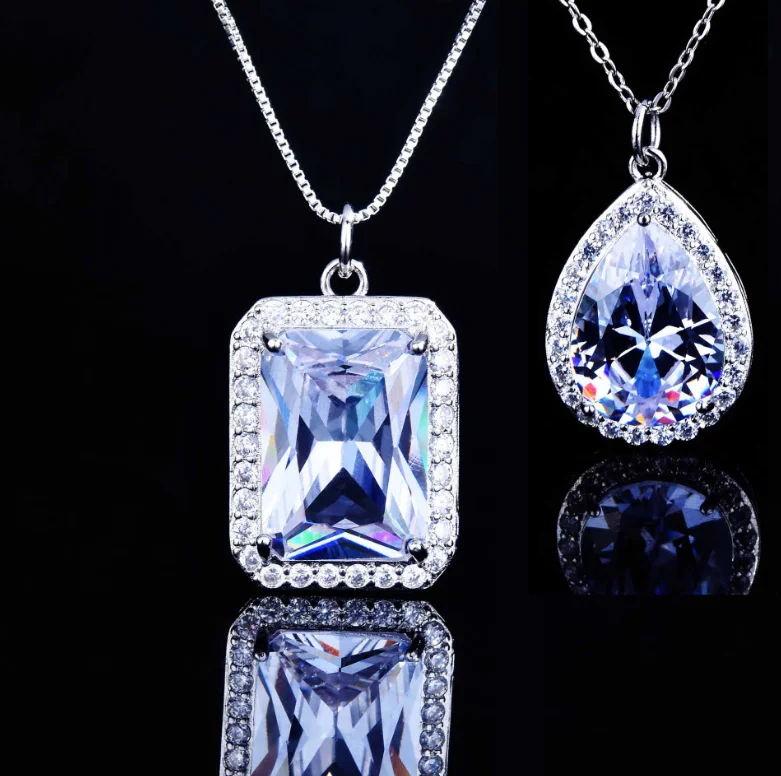 

ANGLANG Romantic Women Wedding Necklaces Brilliant Oval Cubic Zirconia Anniversary Gift Pendant Necklaces Fashion Jewelry