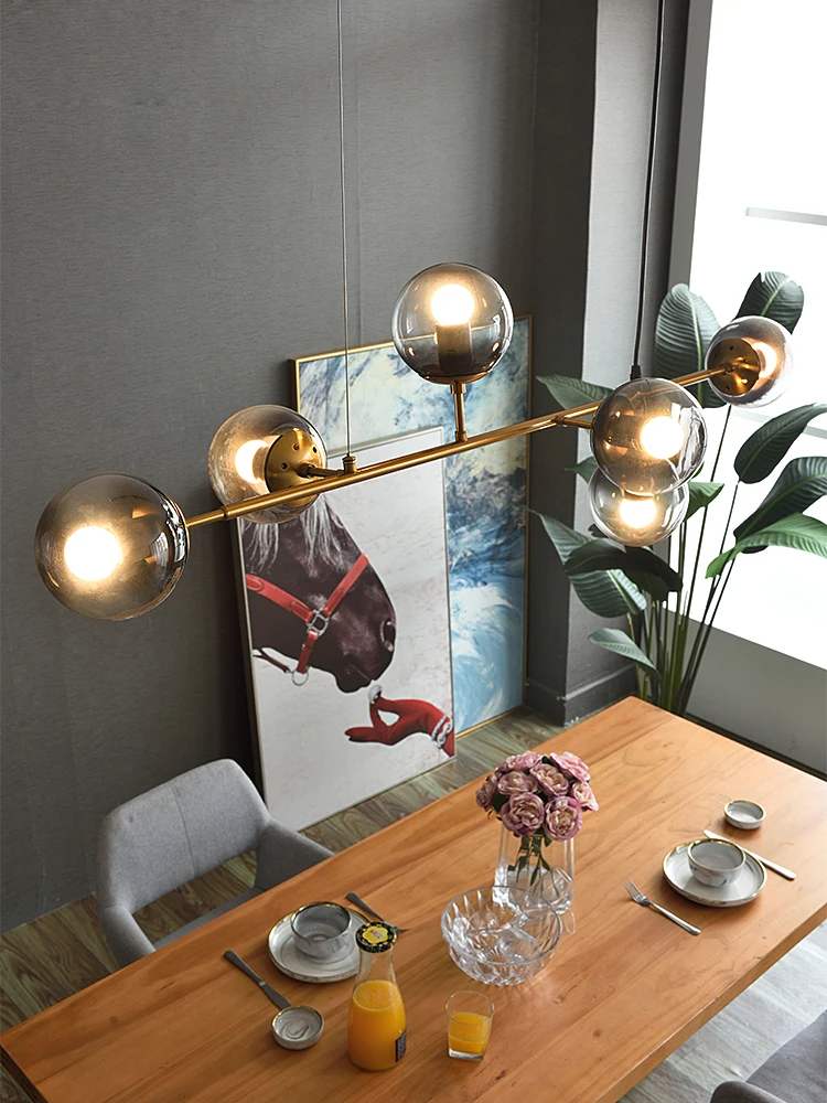 

Minimalist long chandelier magic bean dining room lamp designer style lamp bar lamp Nordic restaurant Glass Chandelier