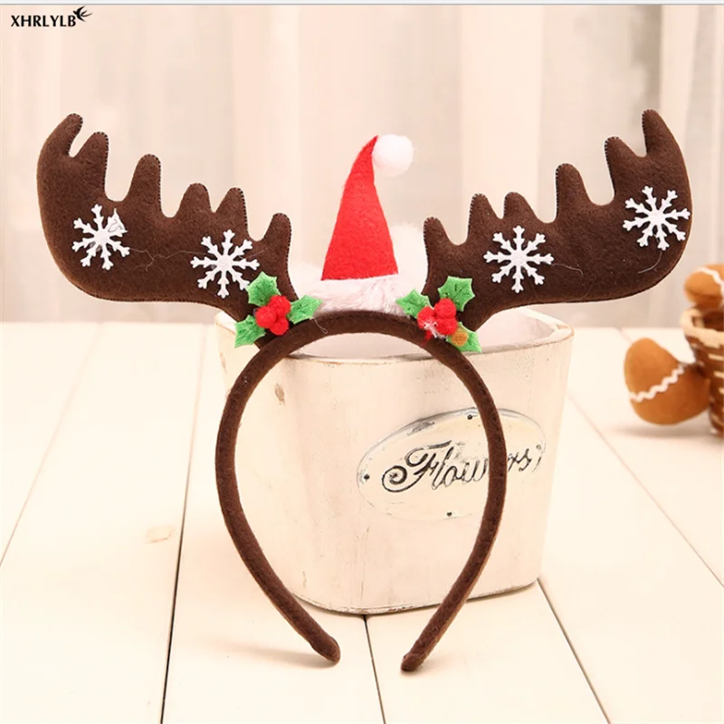 XHRLYLB Новинка 1p CChristmas украшения фланелевые рога Рождественская шапка товары для