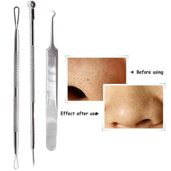 Инструмент для удаления черных точек BlackHead Remover Tool Black Head Acne Blemish Pimple Extractor Needles Tweezer Pore Cleaner Face Cleansing Tools Skin Care.