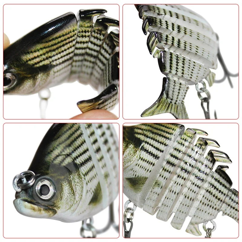 

6 Segments Fishing Lure 6Cm/10G Jointed Minnow Artificial Hard Bait Treble Hook