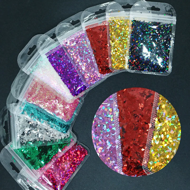 

5g/Bag Nail Holographic DIY Decoration Sparkling Diamond Glitter Ultra-thin Rhombus Paillette Laser Aurora Colorful Sequins