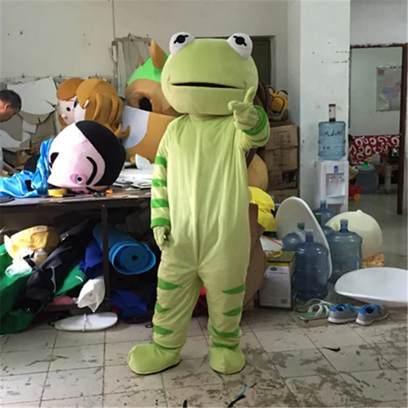 Зеленая искусственная лягушка косплей одежда для взрослых мультяшный талисман