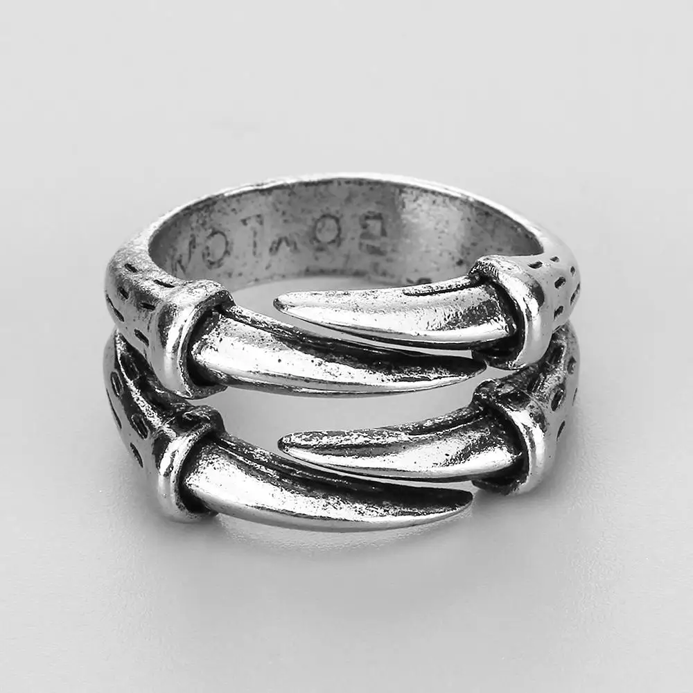 Кольцо унисекс серебристого цвета регулируемое в стиле панк Готическая змея