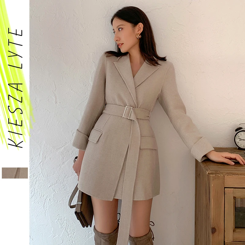 Женский шерстяной пиджак 2020 Новая мода утолщающий ремень светильник