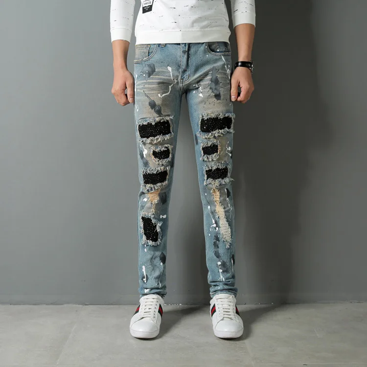 April MOMO 2021 брендовые джинсы ретро ностальгические прямые брюки пэчворк вышивка