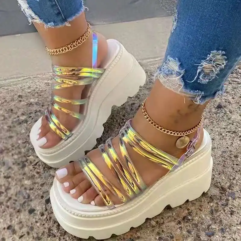 

Босоножки; Сезон лето; Сапоги на толстой подошве, женские босоножки на водонепроницаемой платформе на покатом каблуке модные леггинсы для д...