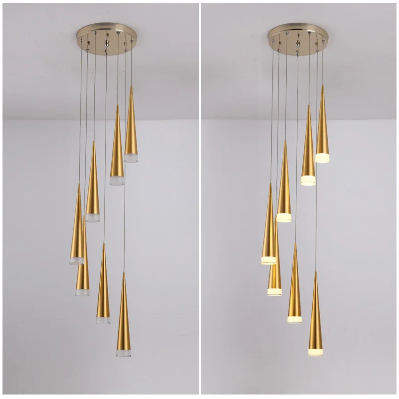 Современный светодиодный конический подвесной светильник алюминиевый