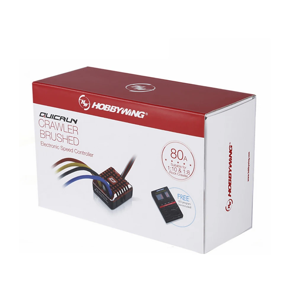 

TRX4 1080 80A QUICRUN Waterproof Brushed ESC Speed Controller with Program Card for RC Crawler Car Axial SCX10 90046