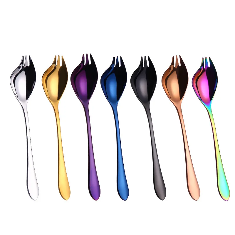

Stainless Steel Salad Fork Multicolor Bread Fork Creative Long Handle Soup Poon For Tableware