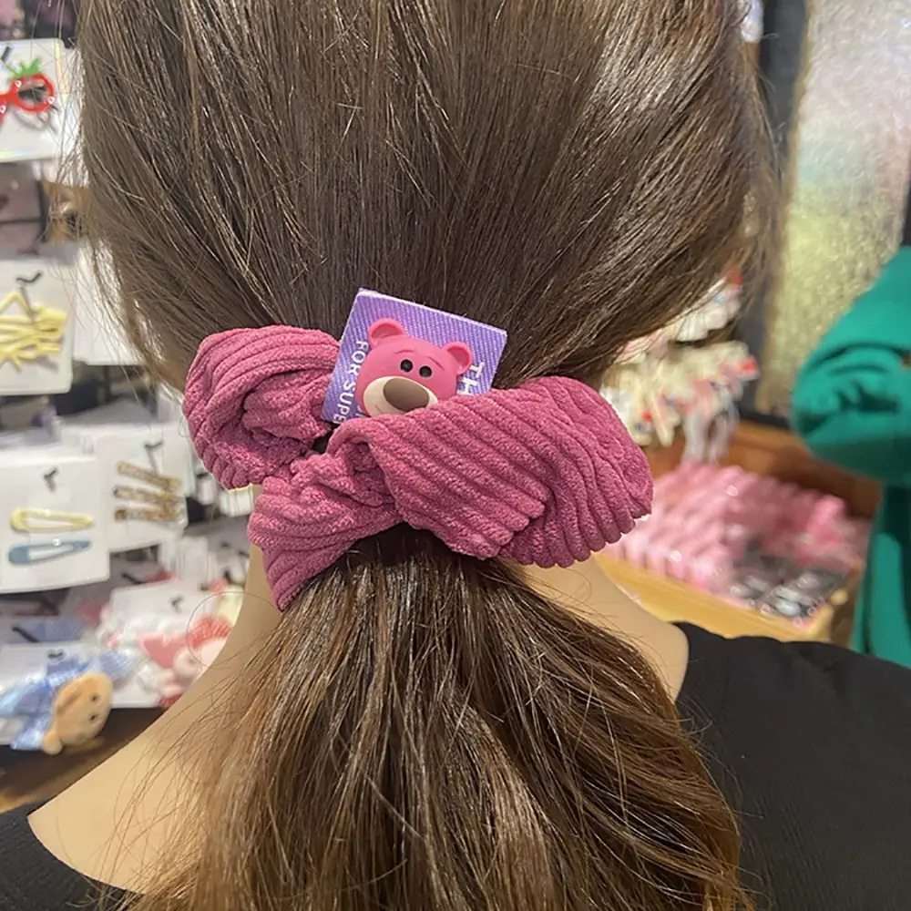 

1PC Korean Style Cute Strawberry Bear Hair Rope For Girl Scrunchies Elastic Hair Bands Sweet Ponytail Holder Corduroy Hair Acces