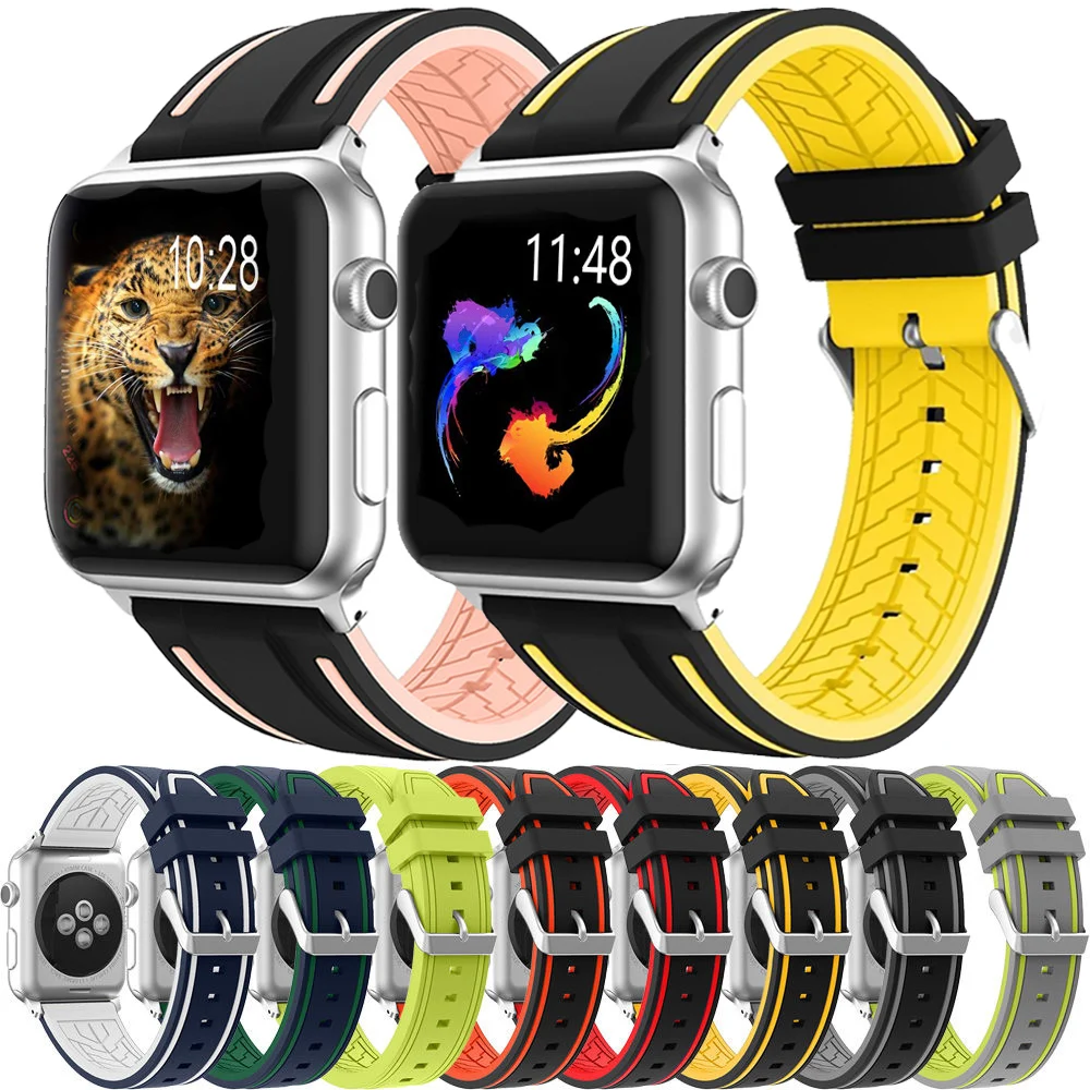 Спортивный мягкий силиконовый ремешок для Apple Watch Series4 3 2 1 42 мм 38 стильный замена