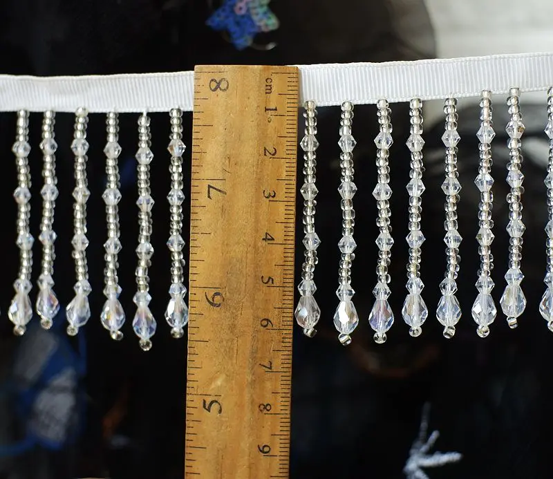 2 ярдов/лот кристалл кулон из бисера Кружева кисточкой DIY Одежда для свадьбы сцены