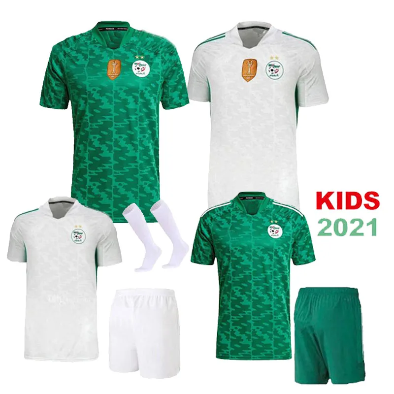 Argelia 2 estrellas Kids + взрослый футбольный Джерси 2020 2021 видео роблашки BENNACER футбольного