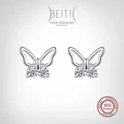 Женские серьги-гвоздики из серебра 925 пробы с бабочкой