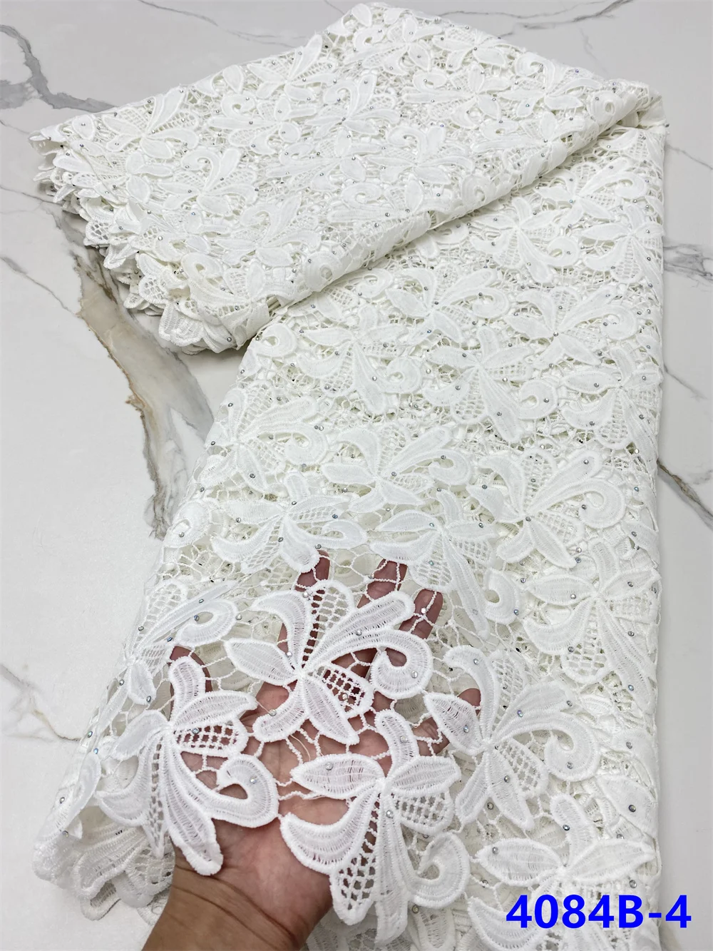 NI.AI Новая модная африканская гипюровая чистая кружевная ткань молочный шелк