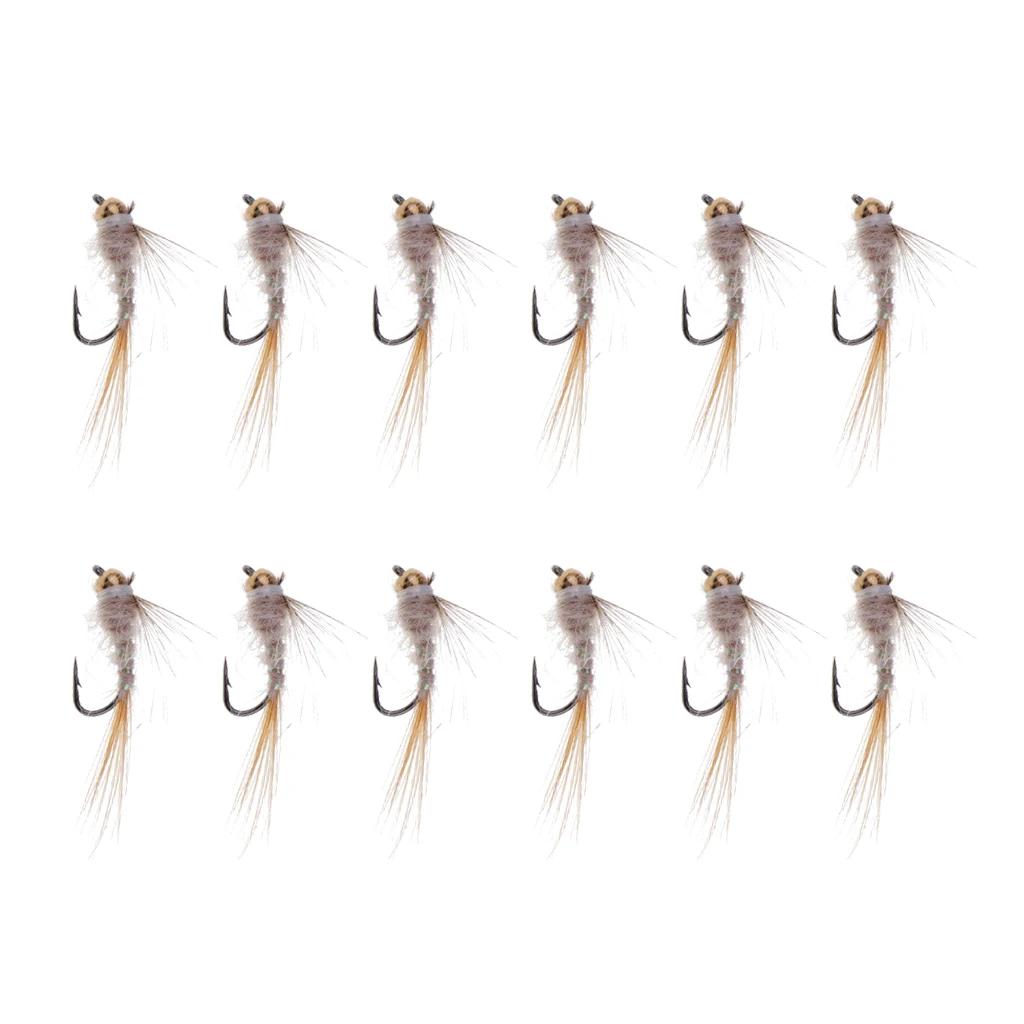 

12pcs Brass Bead Head Trout Fly Fishing Nymphs Sinking Simulation Flies Lure