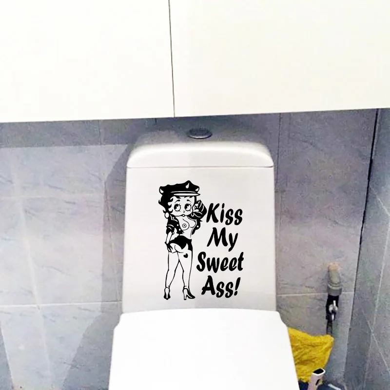 Сексуальная Бетти Буп Поцелуй Мой сладкий задница забавная Наклейка на стену туалетные аксессуары для ванной 4WS0099