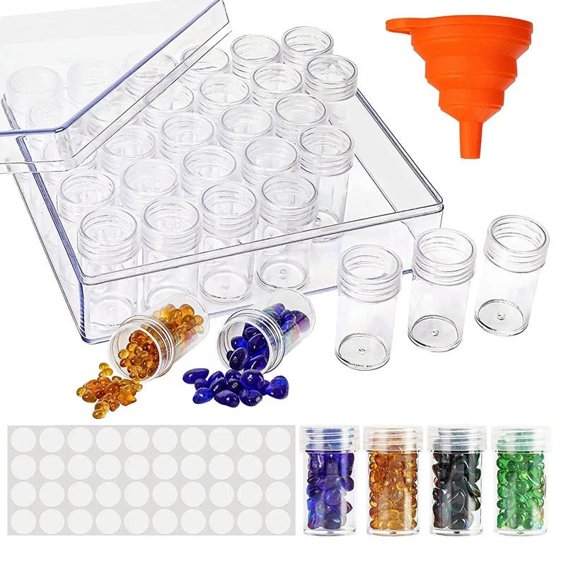 Ящик для хранения с вышивкой и бриллиантами 30 ячеек прозрачные пластиковые