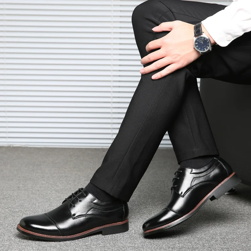

Fashion Men Dress Shoes Formal Business Work Soft Patent Leather Pointed Toe for Man Male Men's Oxford Flats Big Size 39-48