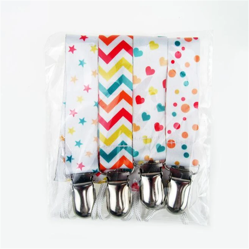 

4PCS Baby Pacifier Clip Chain Ribbon Holder Pacifier Soother Clips Leash Belt Nipple Holder For Infant Feeding