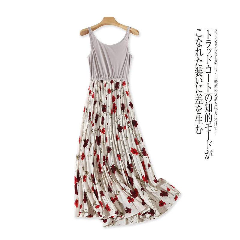 

Женское шифоновое платье с принтом, повседневное Длинное свободное платье на бретельках, весна-лето 2021