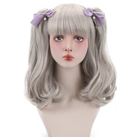 free beauty 19 long wavy synthetic ash blonde hair wigs with ponytails bangs for women daily lolita cosplay costume party