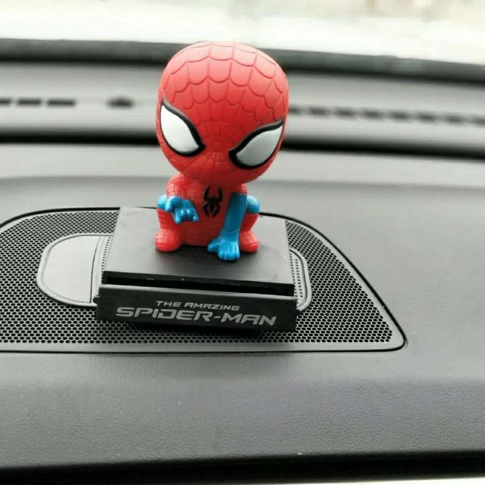 

Disney Marvel Car Ornaments Captain America Shaking His Head Ornaments Spider-Man Avengers Cartoon Car Ornaments