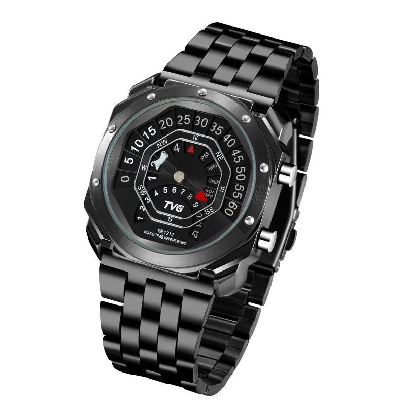 Часы мужские спортивные с квадратным циферблатом компасом водонепроницаемые из