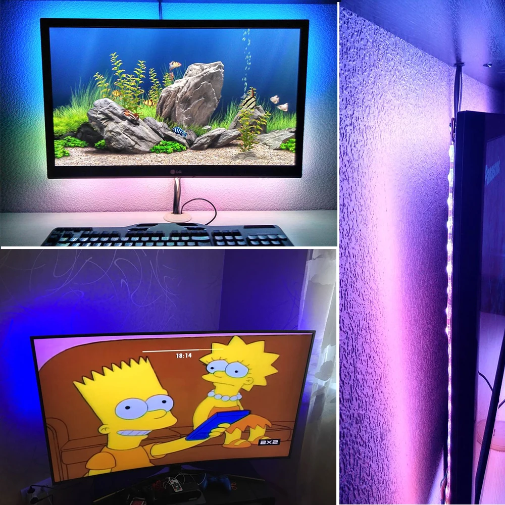 

USB LED Night Lights RGB DC5V With USB Port 60LEDs/M 50CM 1M 2M 3M 4M 5M USB LED Strip Light SMD 2835 For TV/ PC/ Laptop