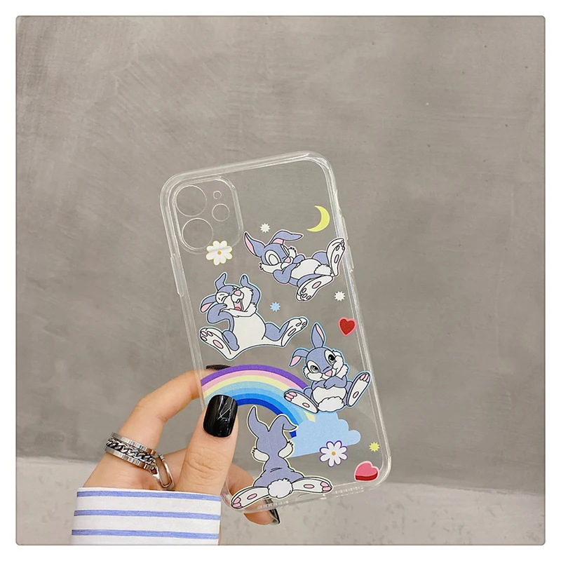 

Cartoon rabbit doll Bunny clear Case For iPhone 12 11 Pro Max XR XS Max 7 8Plus 12 mini X Case Cute soft tpu silicone cover