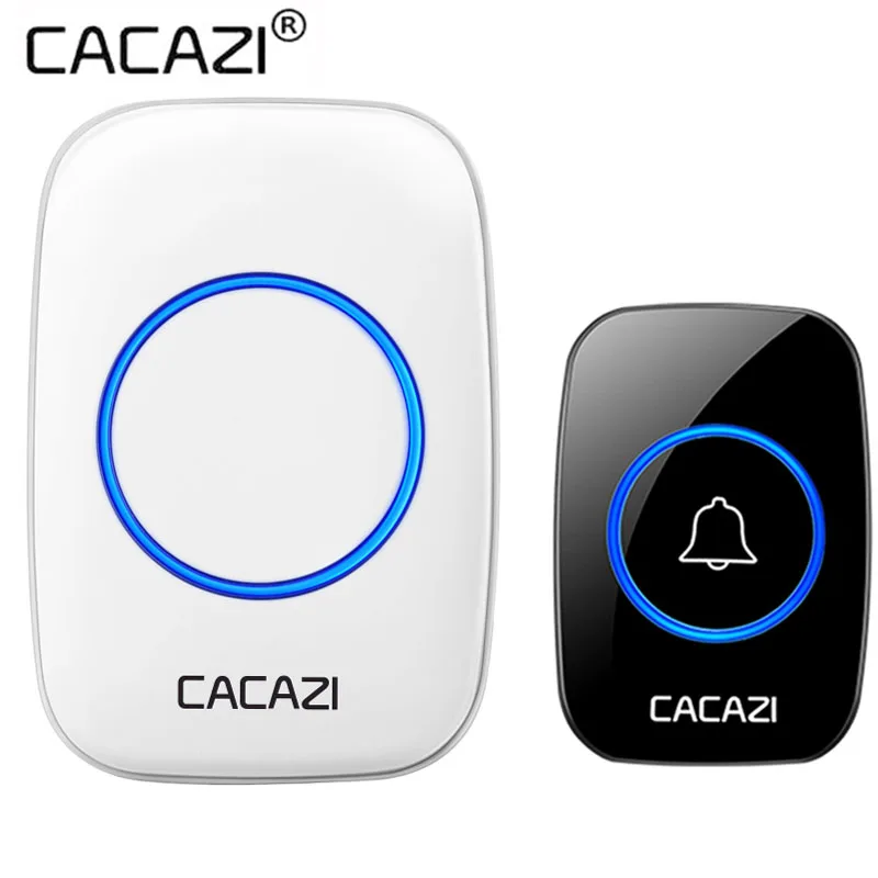 

CACAZI 60 Chimes 5 Volume Levels 110db Wireless Doorbell Waterproof DC Battery-operated 300M Range Home Cordless Door Ring Bell