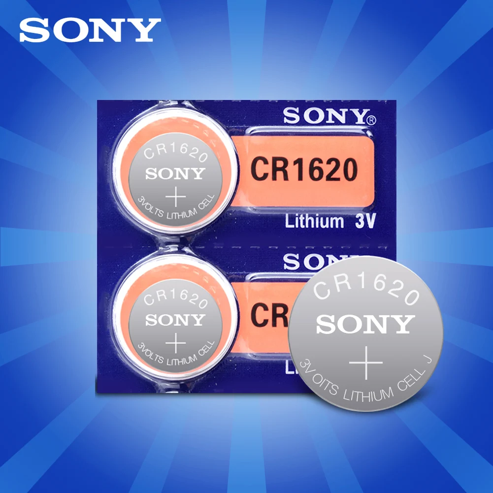 2 предмета в комплекте, для SONY CR1620 кнопочная ячейка батарейки-таблетки CR1620 автомобиль дистанционного Управление электрическая сигнализация 1620 ECR1620 DL1620 3V литиевая Батарея