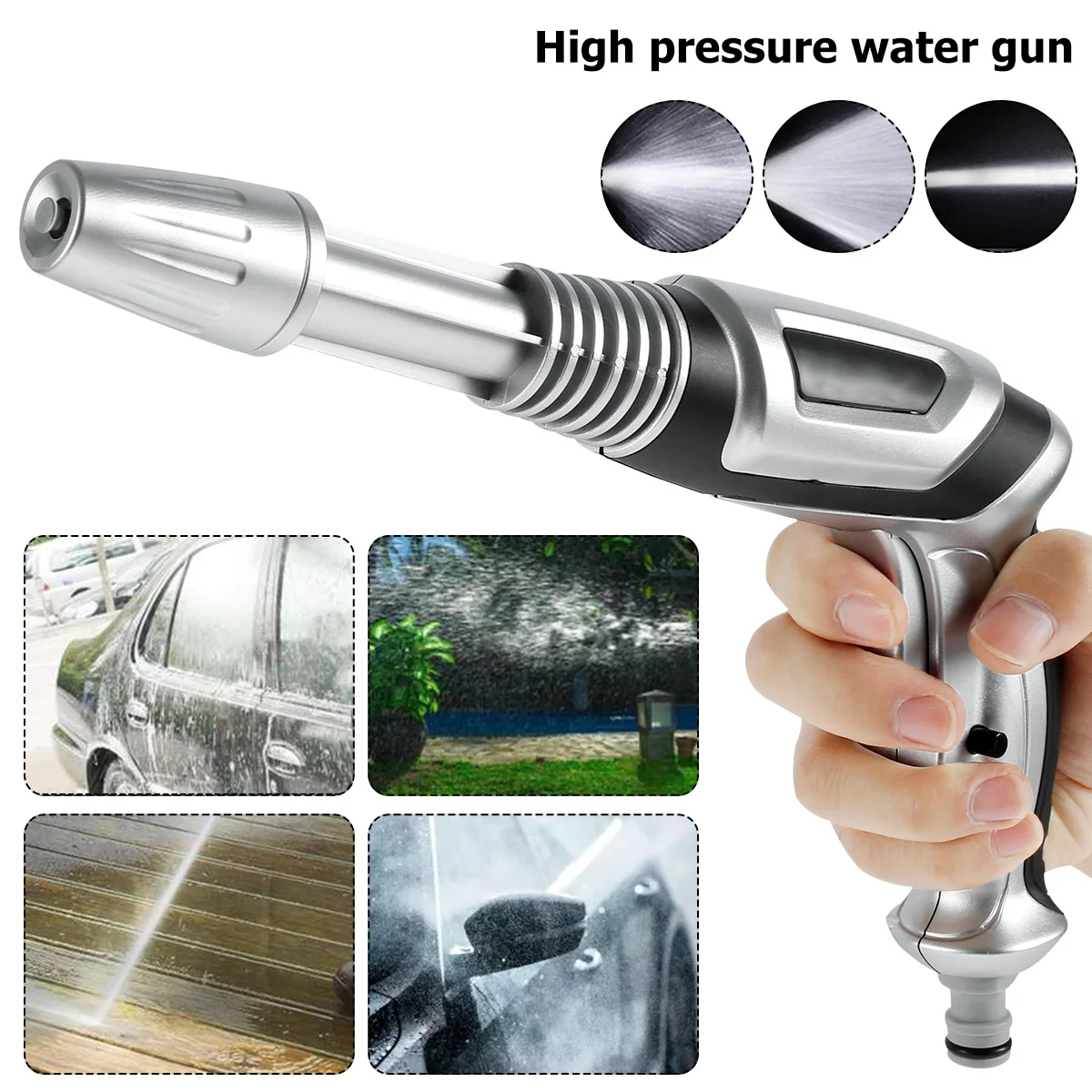 

Garden Hose Nozzle Adjustable Duty Hand-held Water Nozzle High Pressure Water Sprayer for Watering Plants Washing Car Showering