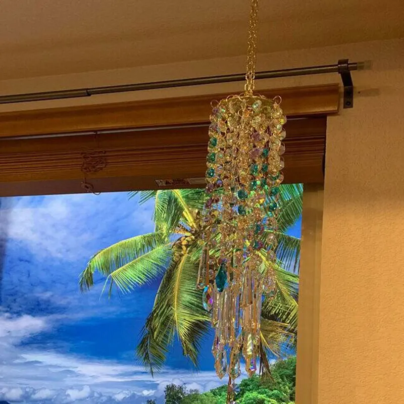 

Colorful Crystal Wind Chimes Perfect Addition to Your Garden Patio Lawn Gift for Family and Friends TRYC889