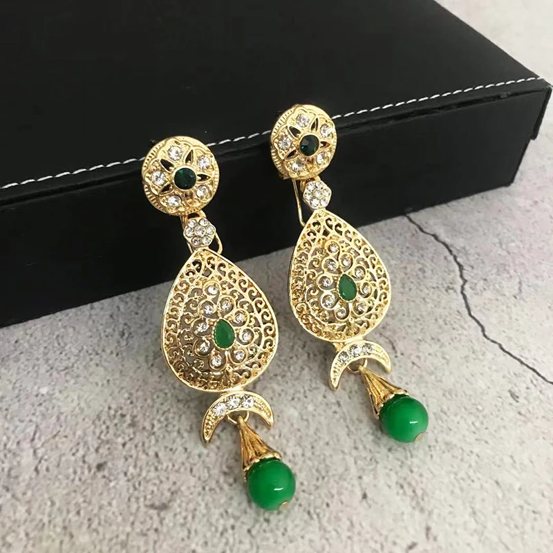 

vintage metal women's earrings Water drop brand design handmade beads pendant wedding dress crystal drop earrings jewelry