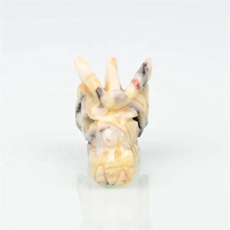 2 дюймовая Красивая натуральная резная вручную голова дракона из агата черепа