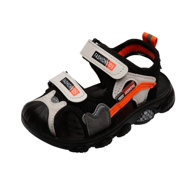 

2021 Summer Kids Boy Shoes Sandals Hook&Loop Mixed Colors Cover Toe Leisure Flat Heels Non-slip Beach Sandals