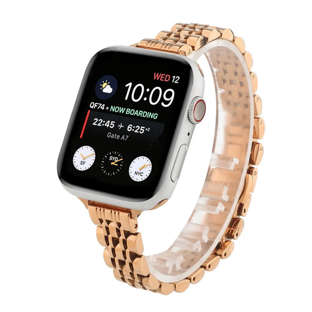 

Ремешок из нержавеющей стали для Apple Watch Band 38 мм 40 мм 42 мм 44 мм, металлический браслет для iWatch 3 4 5 6 7 SE, мужской и женский браслет