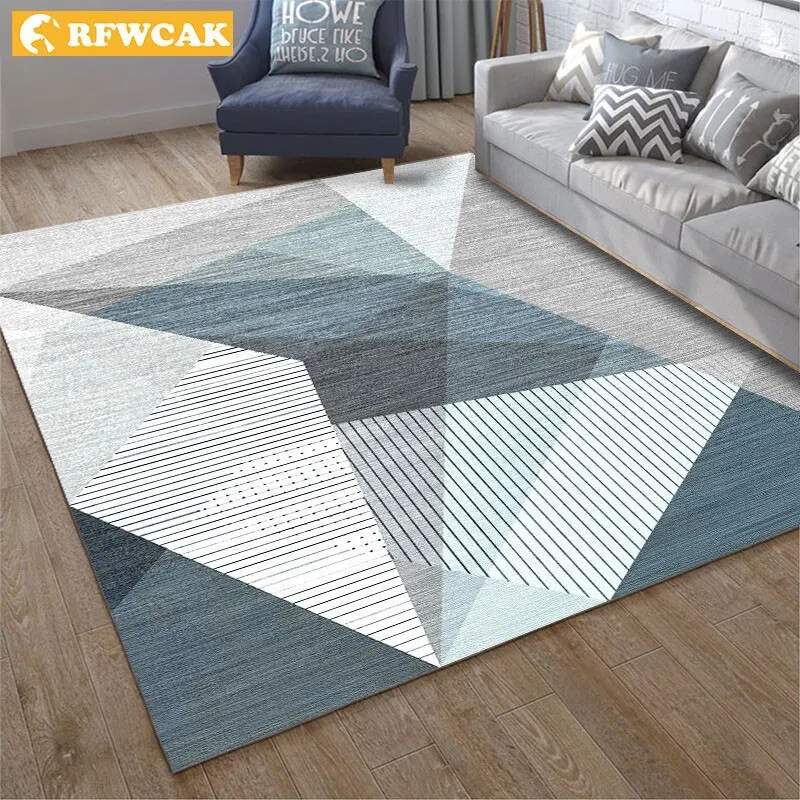 

RFWCAK Modern Geometric Living Room Carpet Bedroom Anti-slip Large Rug Floor Mat Kids Tapete Fashion Kitchen Carpets Area Rugs