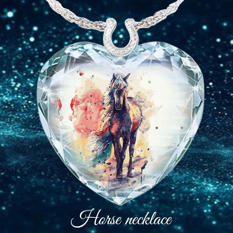 Милое ожерелье в форме сердца с лошадью винтажное женское оптовая продажа
